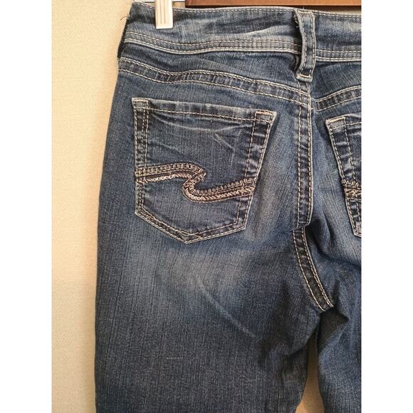 Silver Jeans Women's Blue 28x31 Suki High Slim Boot Cut Fluid Stretch Distressed - Picture 11 of 16